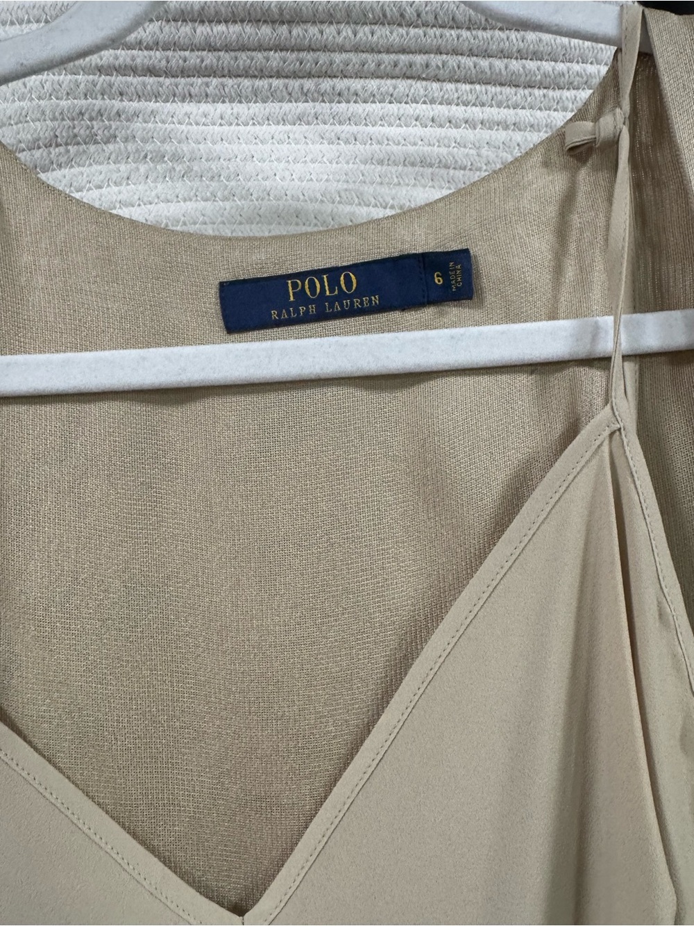 Polo Ralph Lauren Champagne Beige silk Layered Dress – Size 6 - Picture 9 of 10